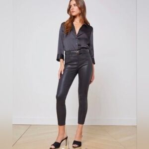 L'agence Margot Black Coated Cropped Super Stretch Skinny Jeans Womens Sz 29 EUC